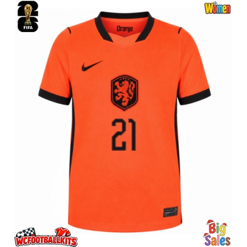 Netherlands Frenkie de Jong #21 Replica Home Stadium Shirt for Women World Cup 2026 Short Sleeve